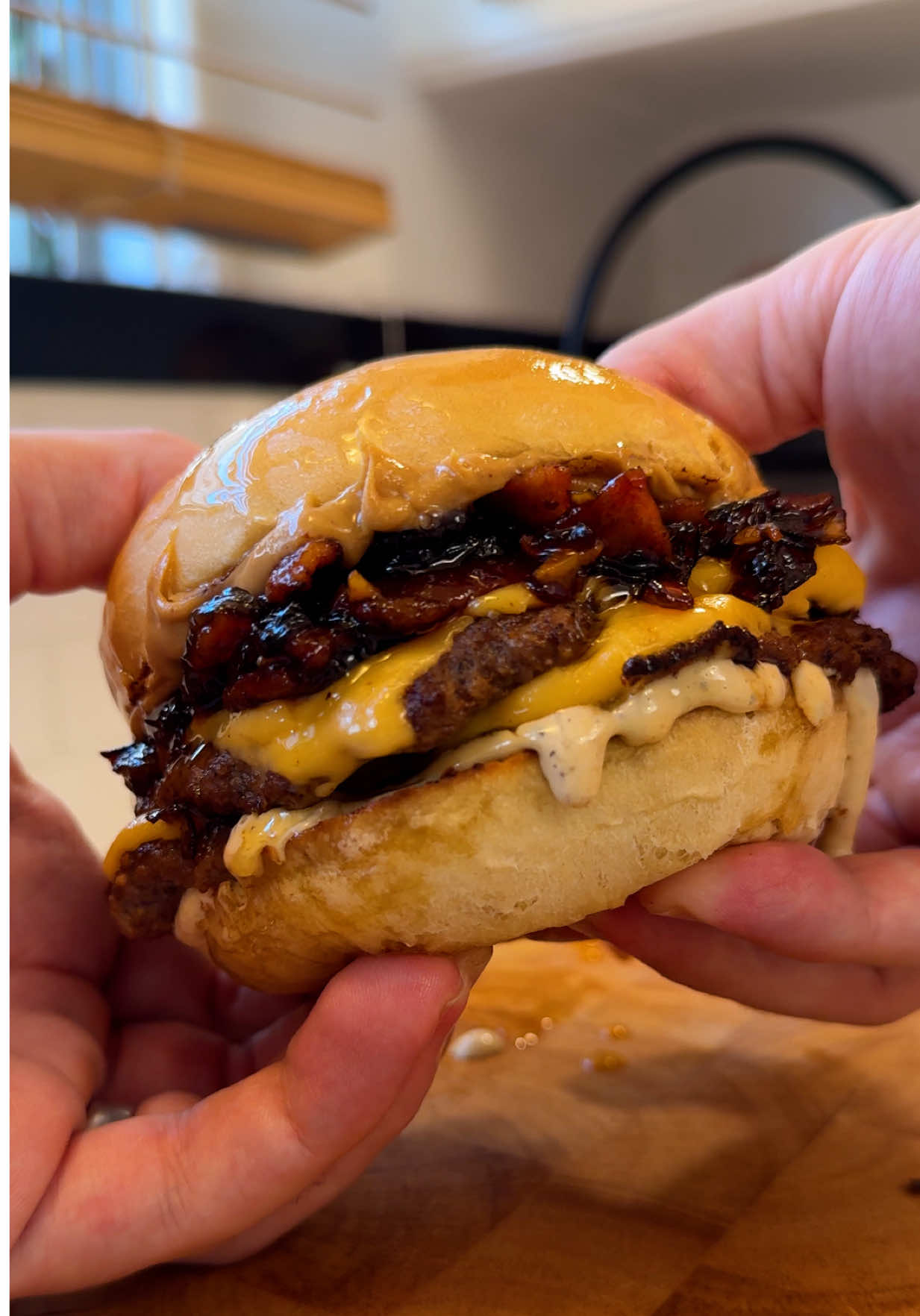Peanut Butter Bacon Onion Jam Smashburger