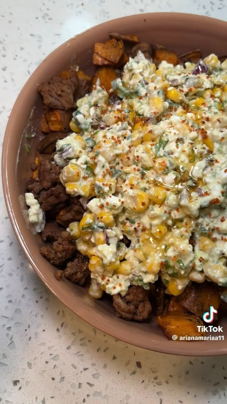 Hot Honey Street Corn Ground Beef Bowls