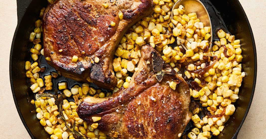 Skillet Pork Chops With Buttered Corn