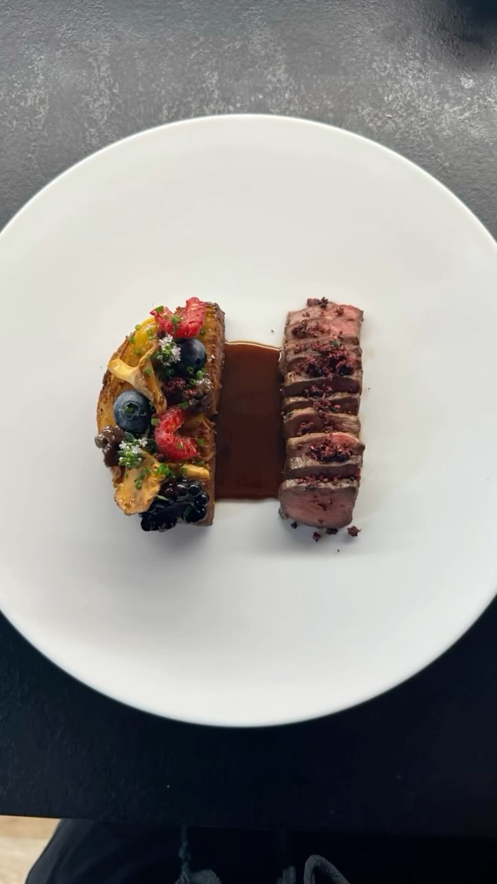 Rosé Veal Heart with Red Berries and Chanterelles