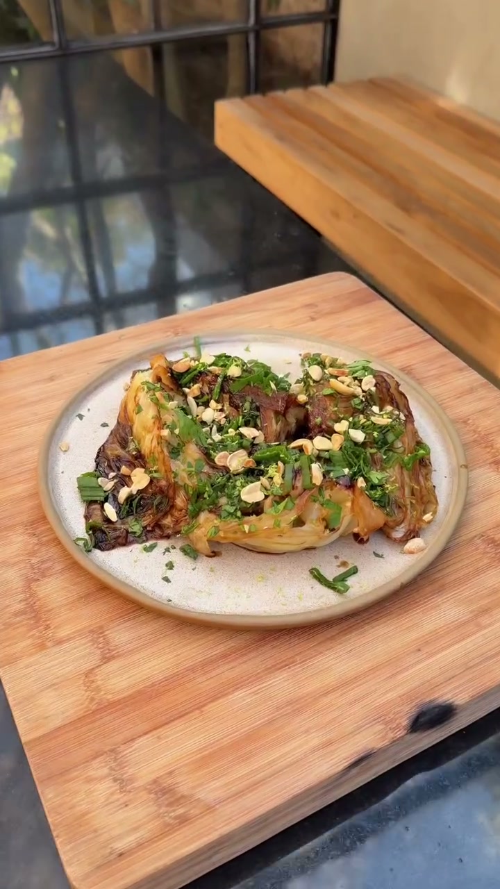Golden Cabbage with Peanut, Soy, and Lime Sauce