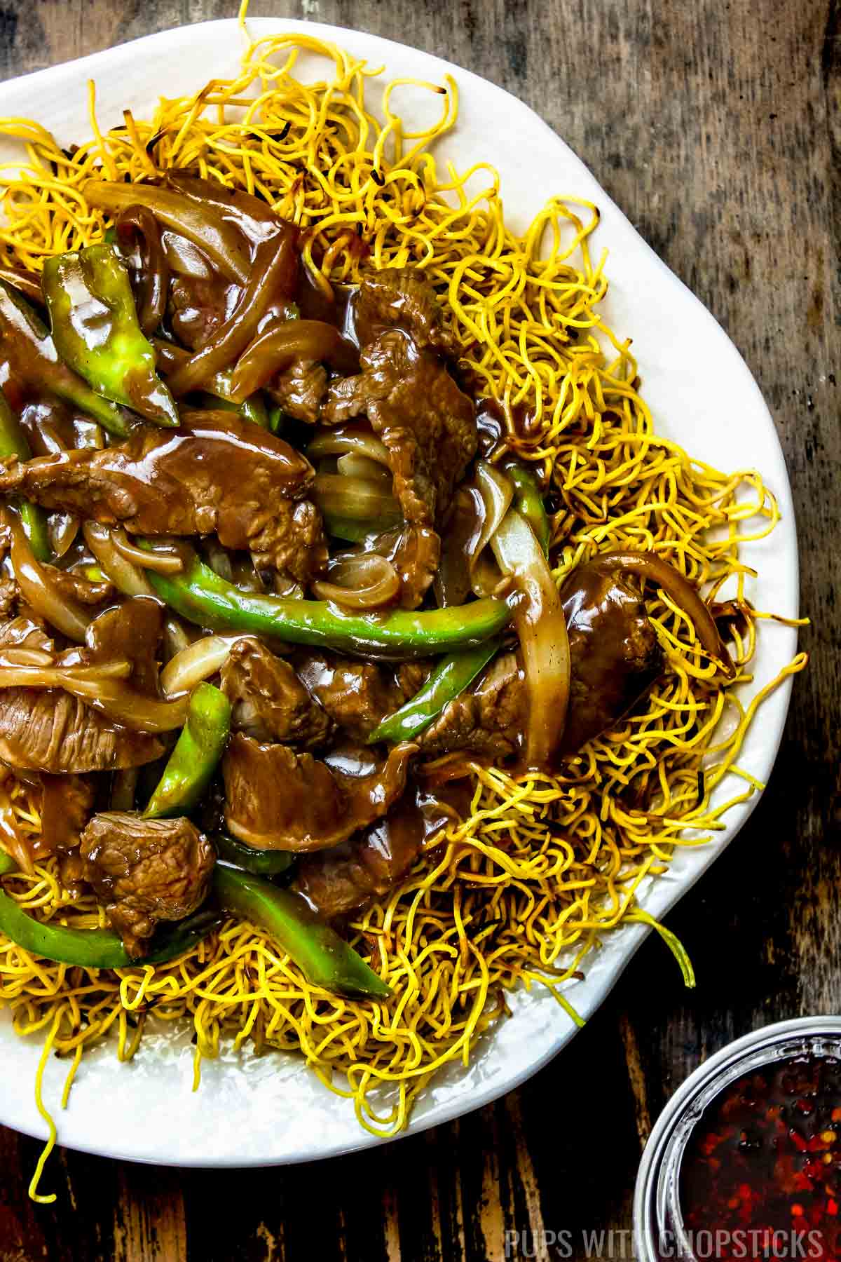 Crispy Cantonese Beef Chow Mein