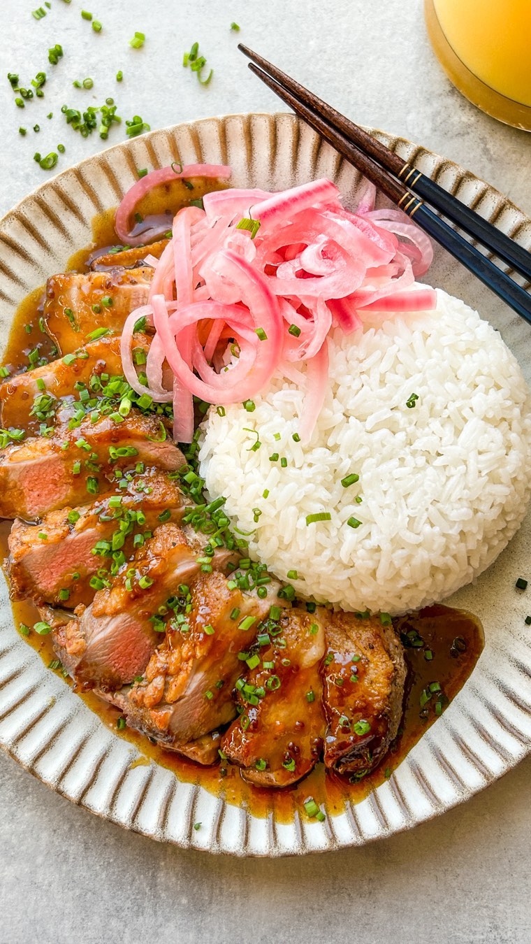 Orange Gochujang Duck Breast with Quick-Pickled Onions