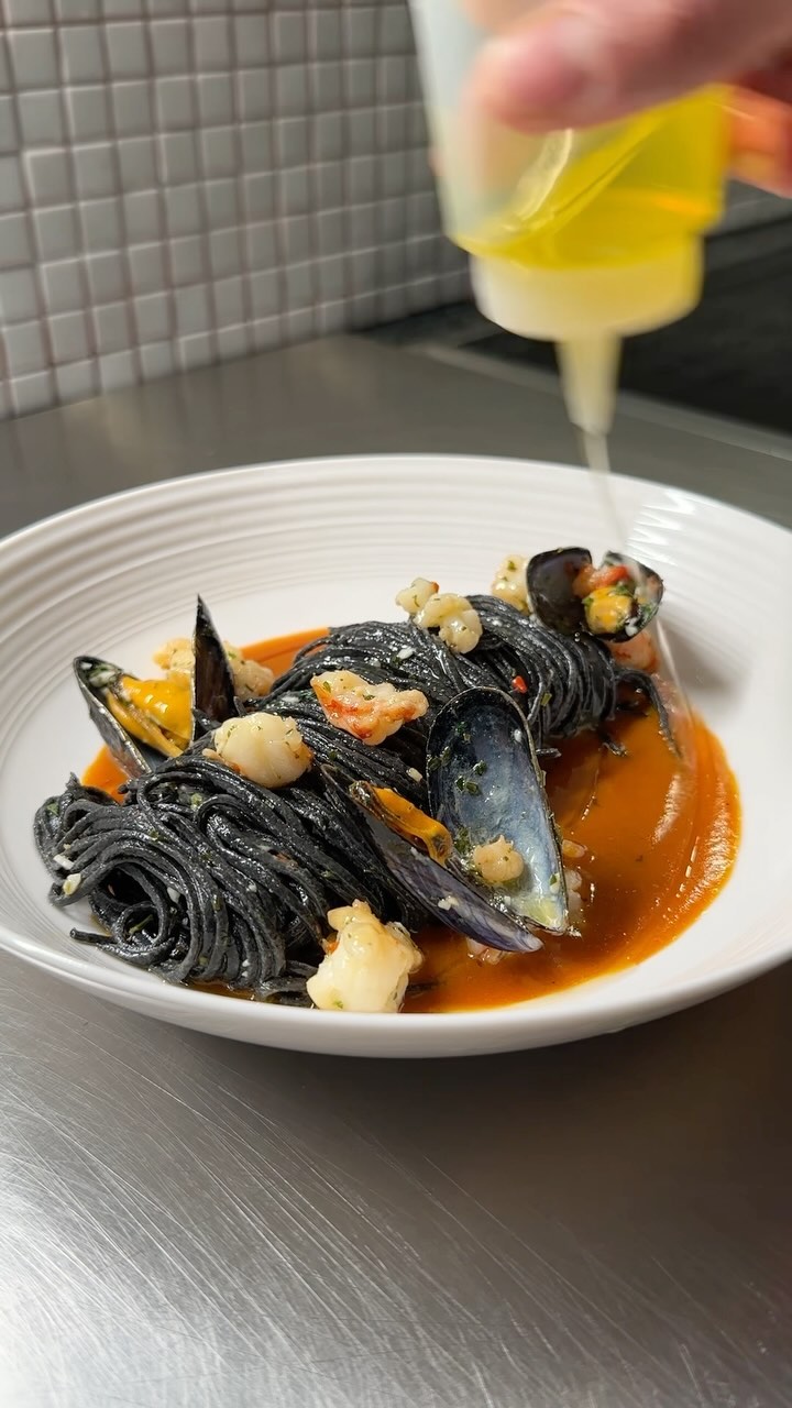 Squid Ink Semolina Pasta with Mussels