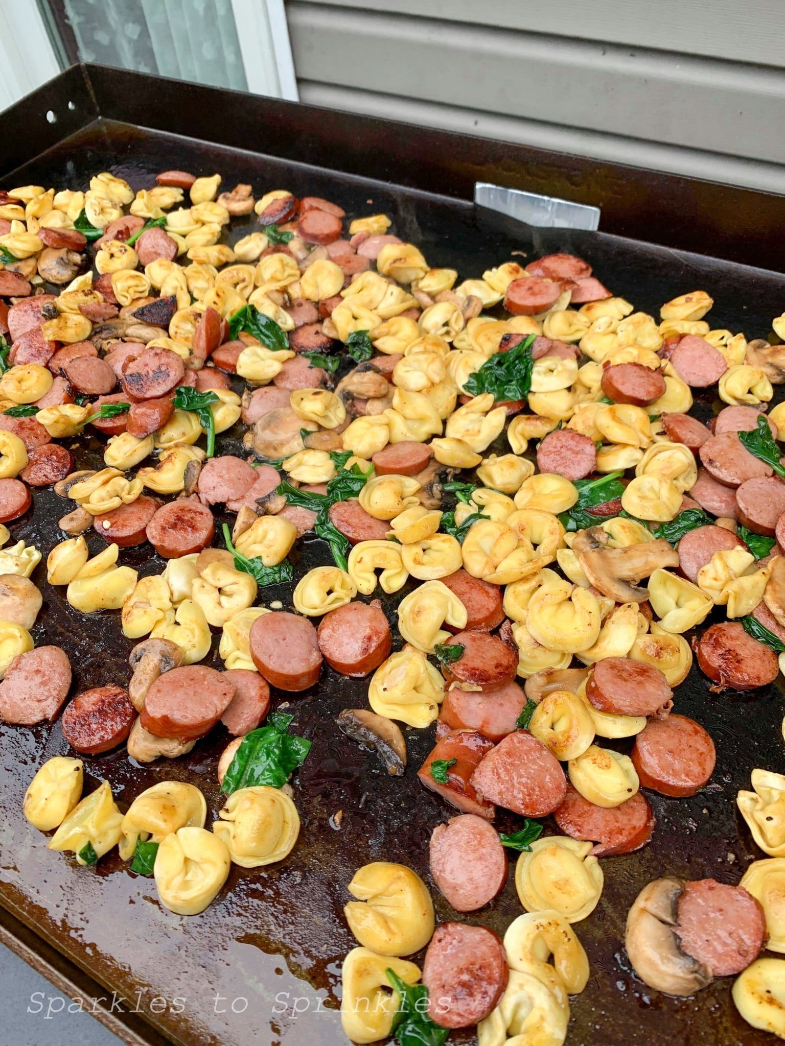 Blackstone Grilled Kielbasa, Tortellini, & Spinach Casserole