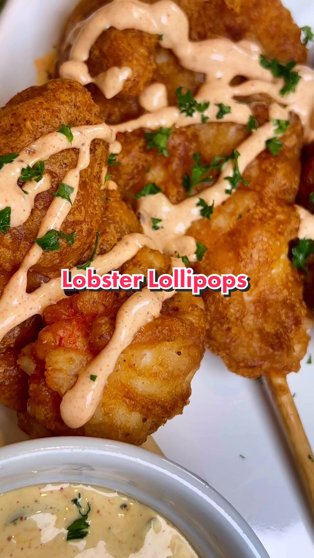 Fried Lobster Lollipops with Old Bay Crema