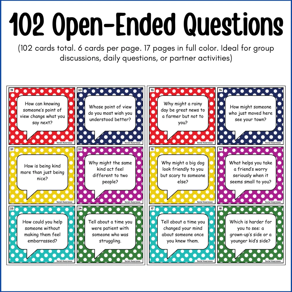 Free Social Awareness Conversation Cards sample cards