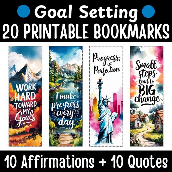 Goal Setting Bookmarks — Watercolor Nature Set — cover preview