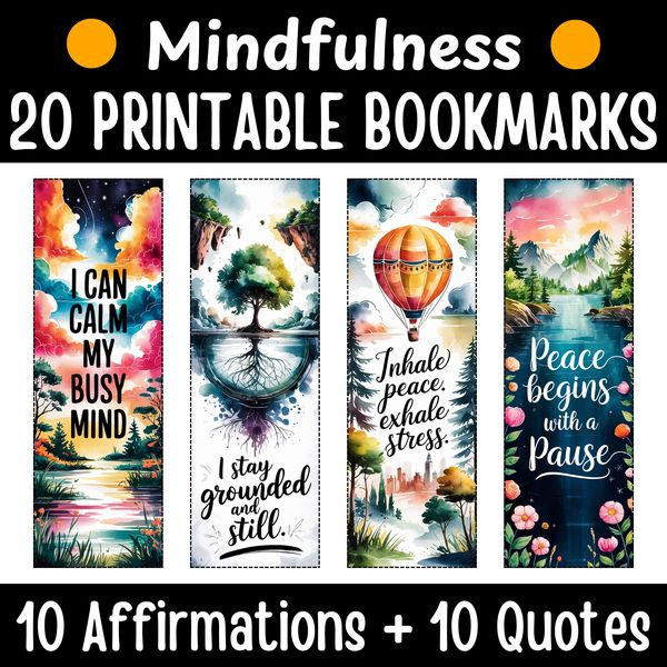 Mindfulness Bookmarks — Watercolor Nature Set — cover preview