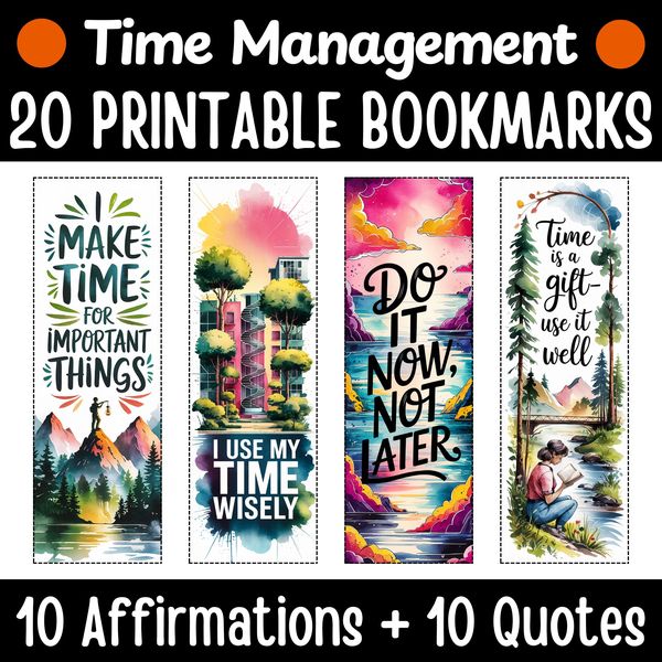 Time Management Bookmarks — Watercolor Nature Set — cover preview