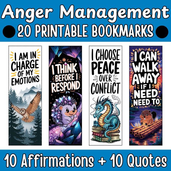 Anger Management Bookmarks — Bright Illustrated Set — cover preview