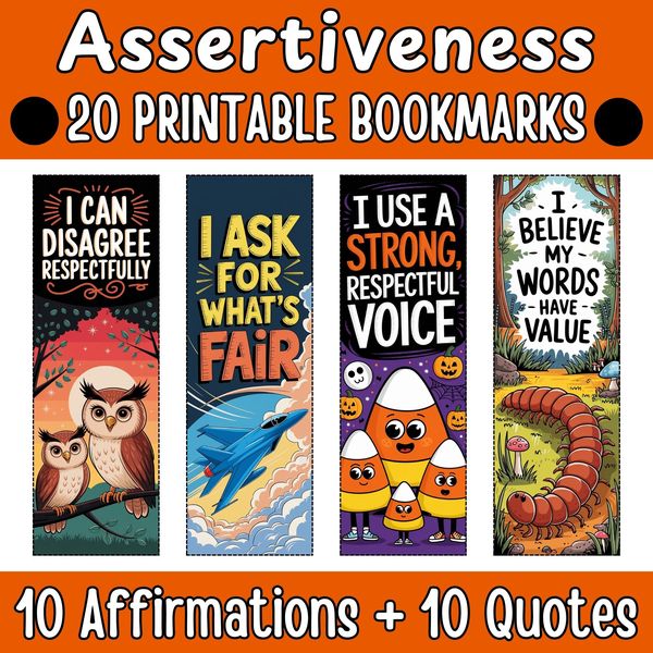 Assertiveness Bookmarks — Bright Illustrated Set — cover preview