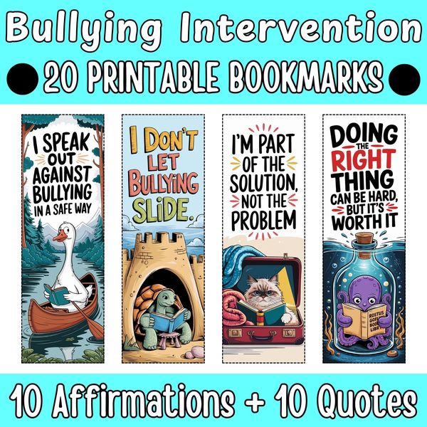 Bullying Intervention Bookmarks — Bright Illustrated Set — cover preview