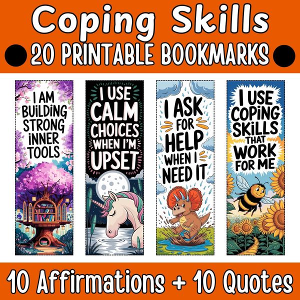 Coping Skills Bookmarks — Bright Illustrated Set — cover preview
