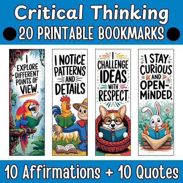 Critical Thinking Bookmarks — Bright Illustrated Set — cover preview