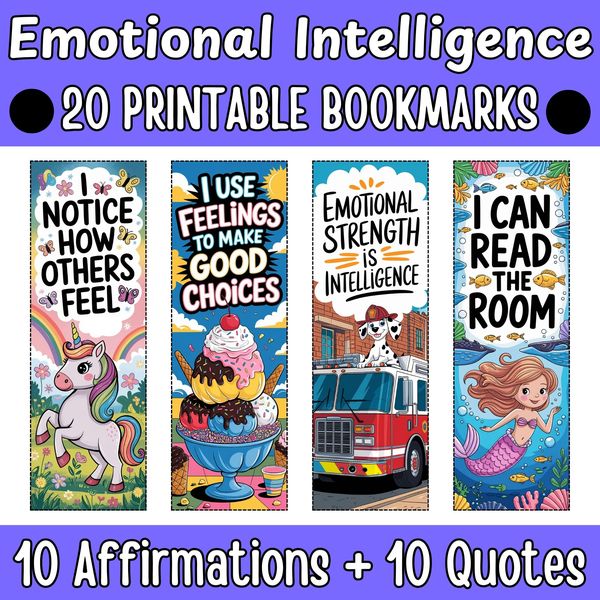 Emotional Intelligence Bookmarks — Bright Illustrated Set — cover preview
