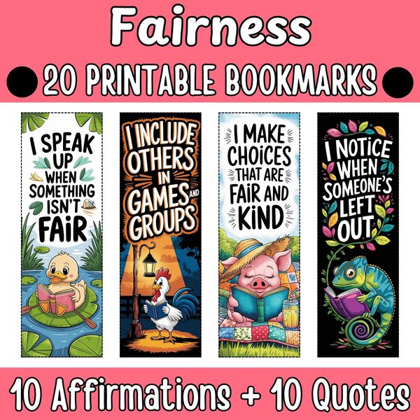 Fairness Bookmarks — Bright Illustrated Set — cover preview