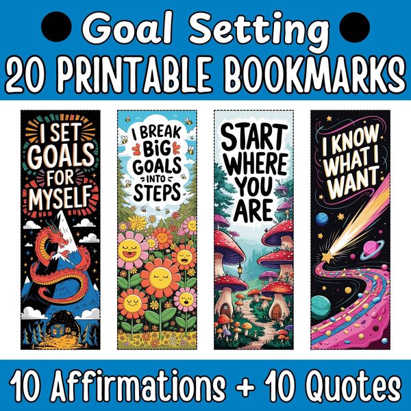 Goal Setting Bookmarks — Bright Illustrated Set — cover preview