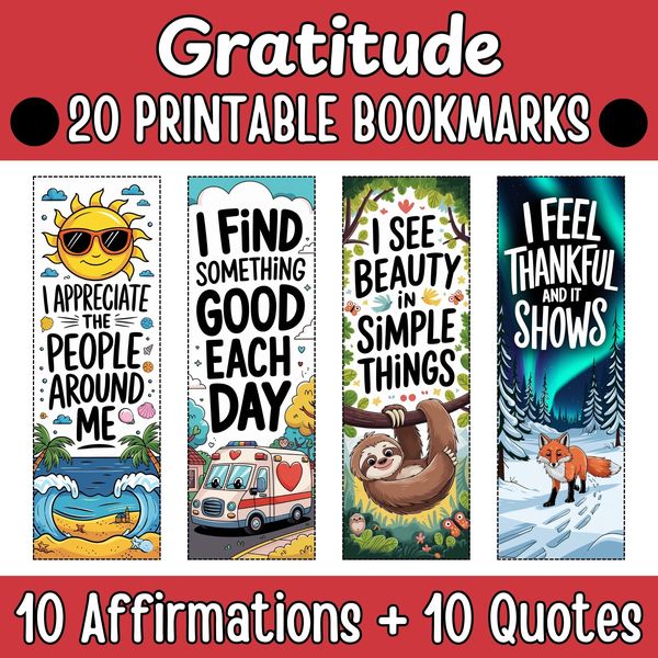 Gratitude Bookmarks — Bright Illustrated Set — cover preview