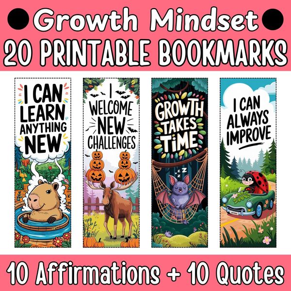 Growth Mindset Bookmarks — Bright Illustrated Set — cover preview