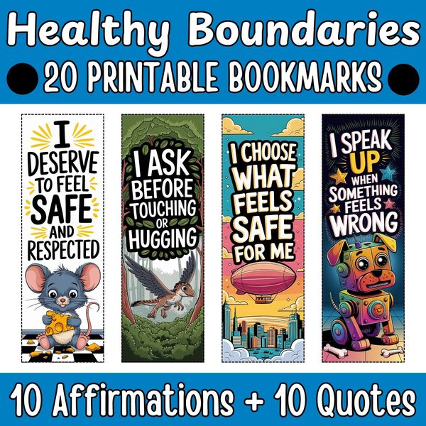 Healthy Boundaries Bookmarks — Bright Illustrated Set — cover preview