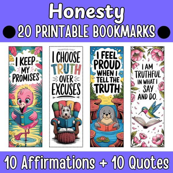 Honesty Bookmarks — Bright Illustrated Set — cover preview