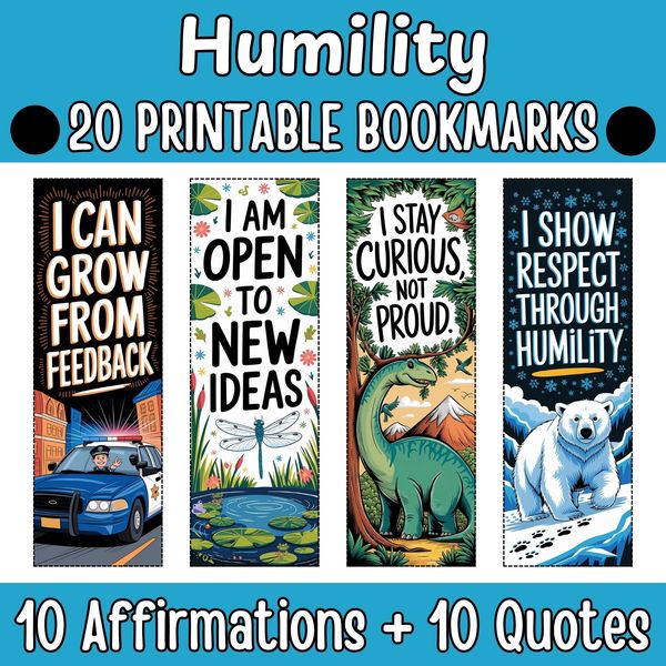 Humility Bookmarks — Bright Illustrated Set — cover preview