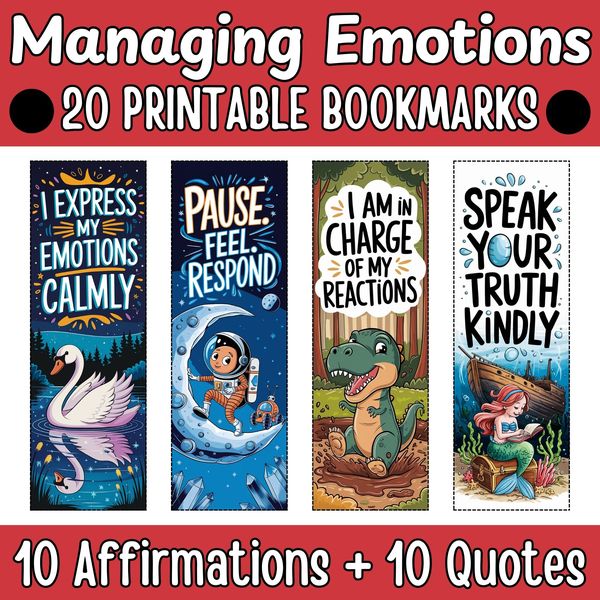 Managing Emotions Bookmarks — Bright Illustrated Set — cover preview