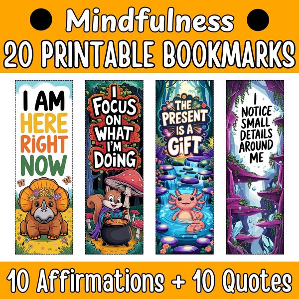 Mindfulness Bookmarks — Bright Illustrated Set — cover preview