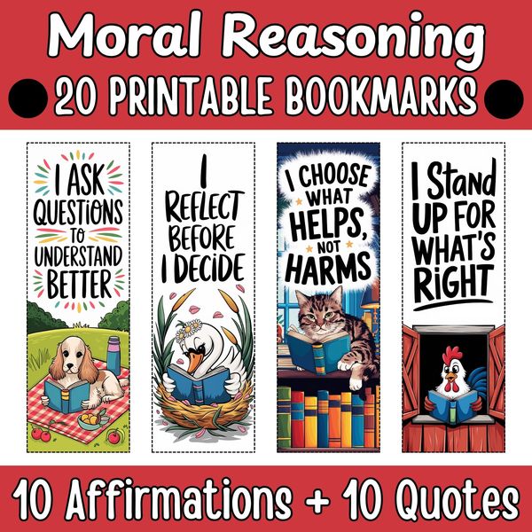 Moral Reasoning Bookmarks — Bright Illustrated Set — cover preview