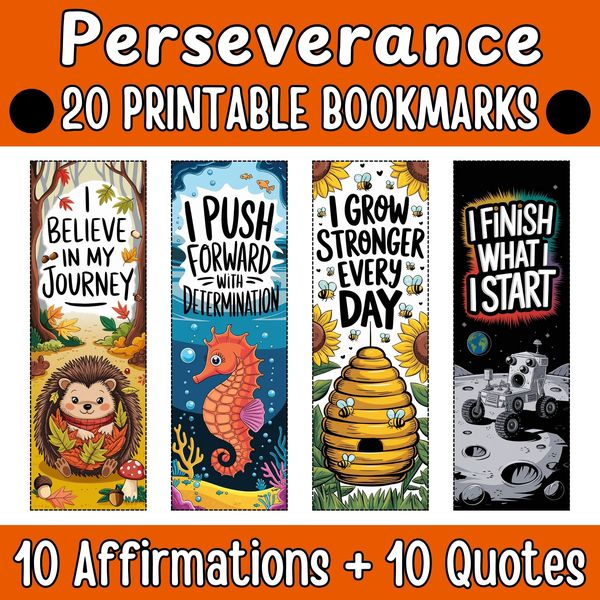 Perseverance Bookmarks — Bright Illustrated Set — cover preview