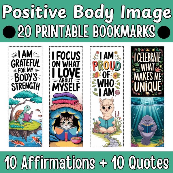 Positive Body Image Bookmarks — Bright Illustrated Set — cover preview