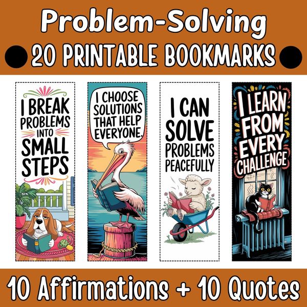 Problem-Solving Bookmarks — Bright Illustrated Set — cover preview