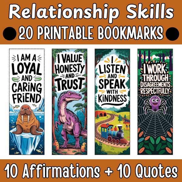 Relationship Skills Bookmarks — Bright Illustrated Set — cover preview