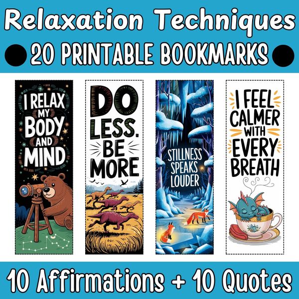 Relaxation Techniques Bookmarks — Bright Illustrated Set — cover preview