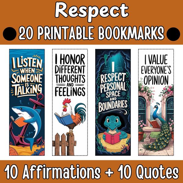 Respect Bookmarks — Bright Illustrated Set — cover preview