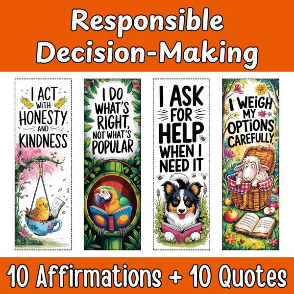 Responsible Decision-Making Bookmarks — Bright Illustrated Set — cover preview