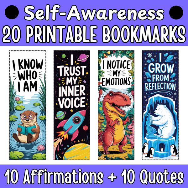 Self-Awareness Bookmarks — Bright Illustrated Set — cover preview
