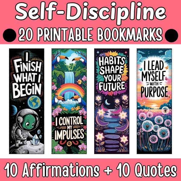 Self-Discipline Bookmarks — Bright Illustrated Set — cover preview