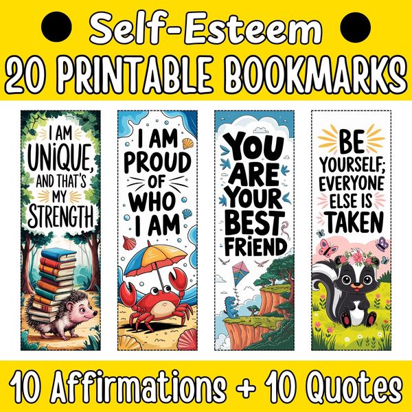 Self-Esteem Bookmarks — Bright Illustrated Set — cover preview