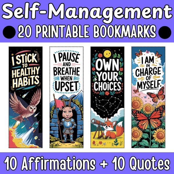 Self-Management Bookmarks — Bright Illustrated Set — cover preview