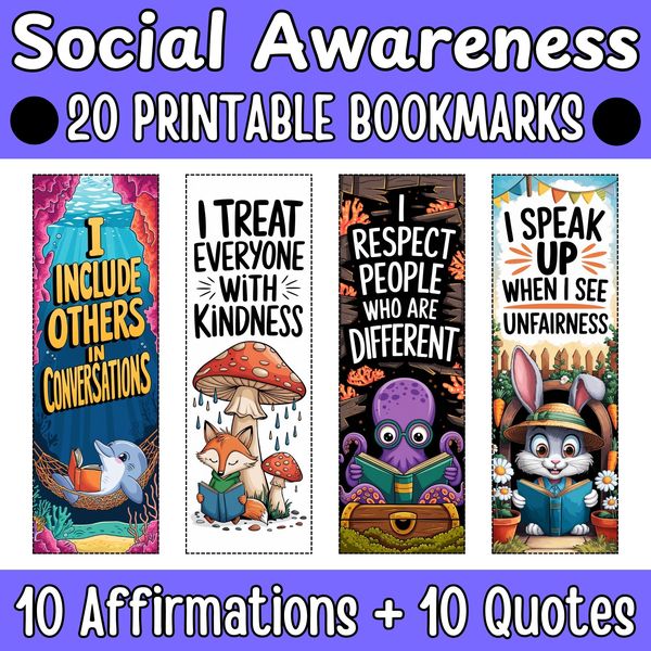 Social Awareness Bookmarks — Bright Illustrated Set — cover preview