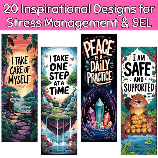 Stress Management Bookmarks — Bright Illustrated Set — cover preview
