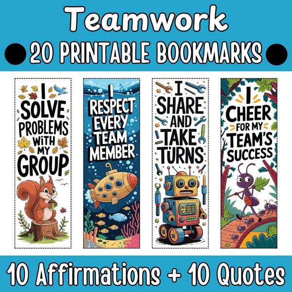 Teamwork Bookmarks — Bright Illustrated Set — cover preview