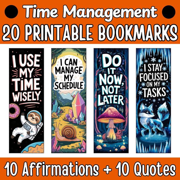 Time Management Bookmarks — Bright Illustrated Set — cover preview