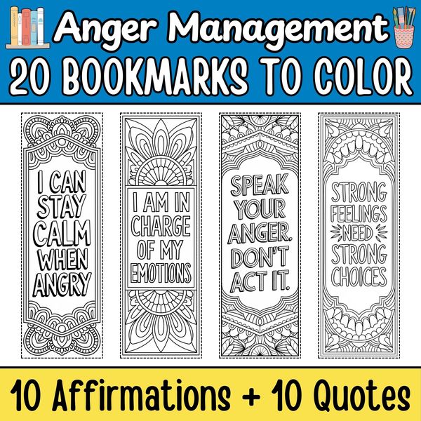 Anger Management Bookmarks to Color — cover preview