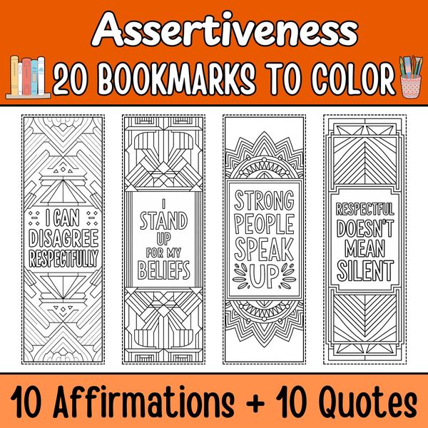 Assertiveness Bookmarks to Color — cover preview