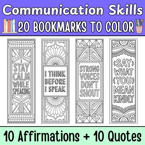 Communication Skills Bookmarks to Color — cover preview