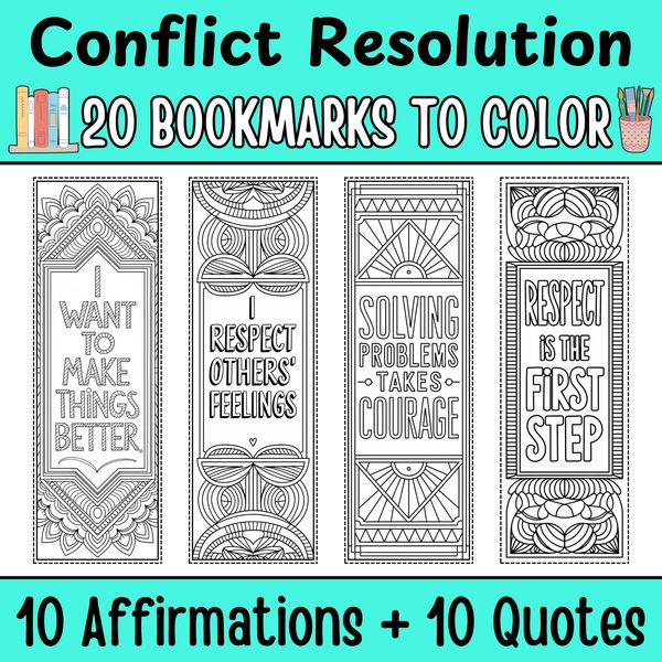Conflict Resolution Bookmarks to Color — cover preview