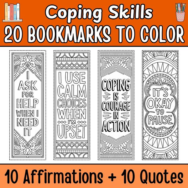Coping Skills Bookmarks to Color — cover preview